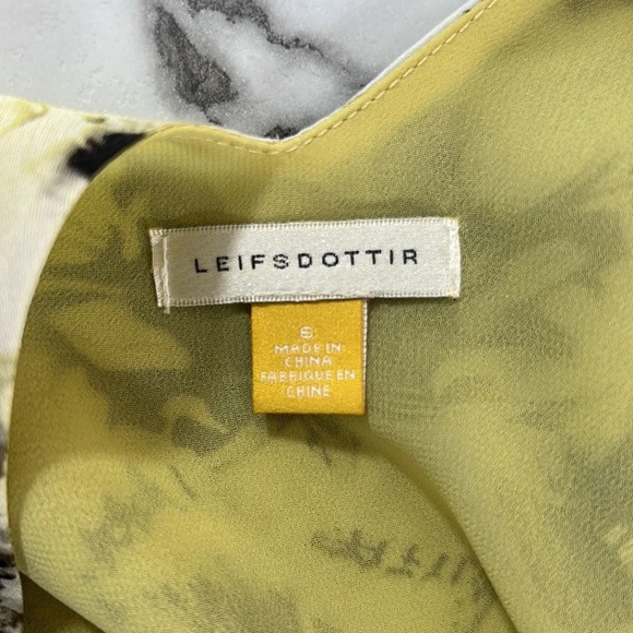 Leifsdottir Anthropologie Dress Womens 6 Yellow Brown Butterfly Print 100% Silk - Picture 11 of 13